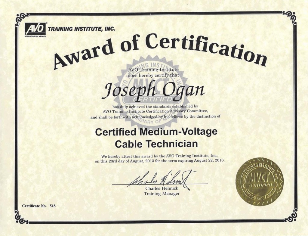 BME Employs Certified Medium Voltage Technicians